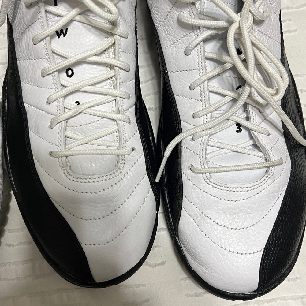 Jordan 12 Men's Sneakers - J 12 Taxi Black & White + 10.5 Geeen Snake - Picture 4 of 16